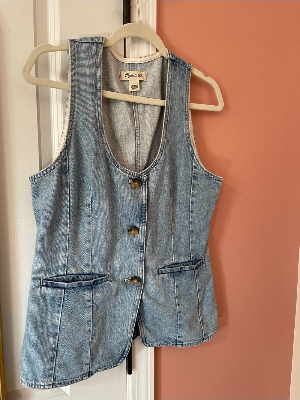 Madewell Light Blue Washed Denim Button Vest